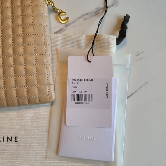 NEW - CÉLINE - C Charm Pouch - Quilted - Nude - Picture 4 of 6